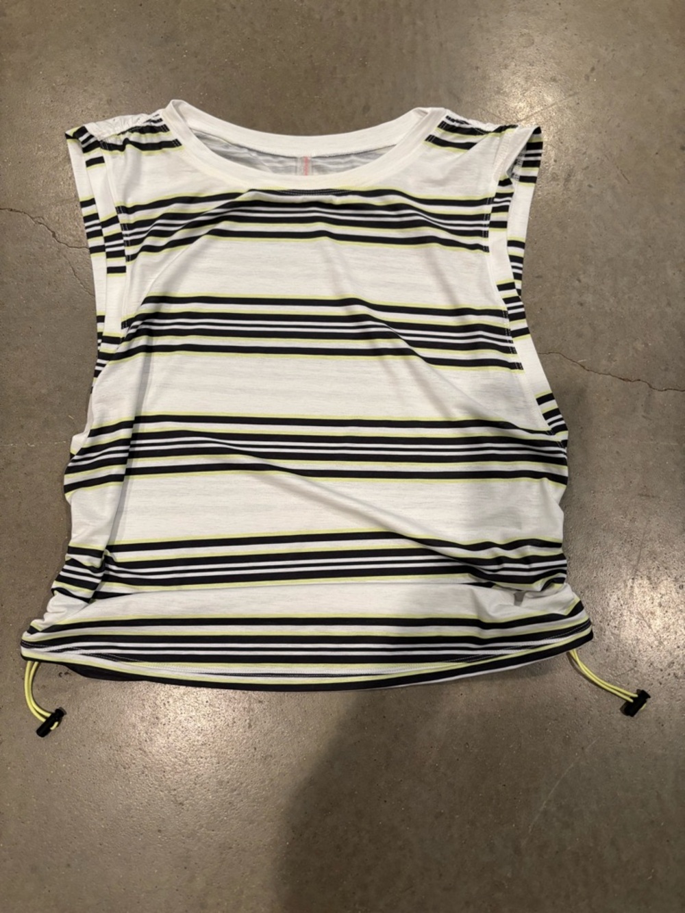 Free People Striped Drawstring Tank Top - White, Yellow & Black